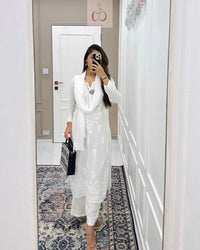 Harshita White Modal Cotton Chikankari 3pc Set - Chikankari official