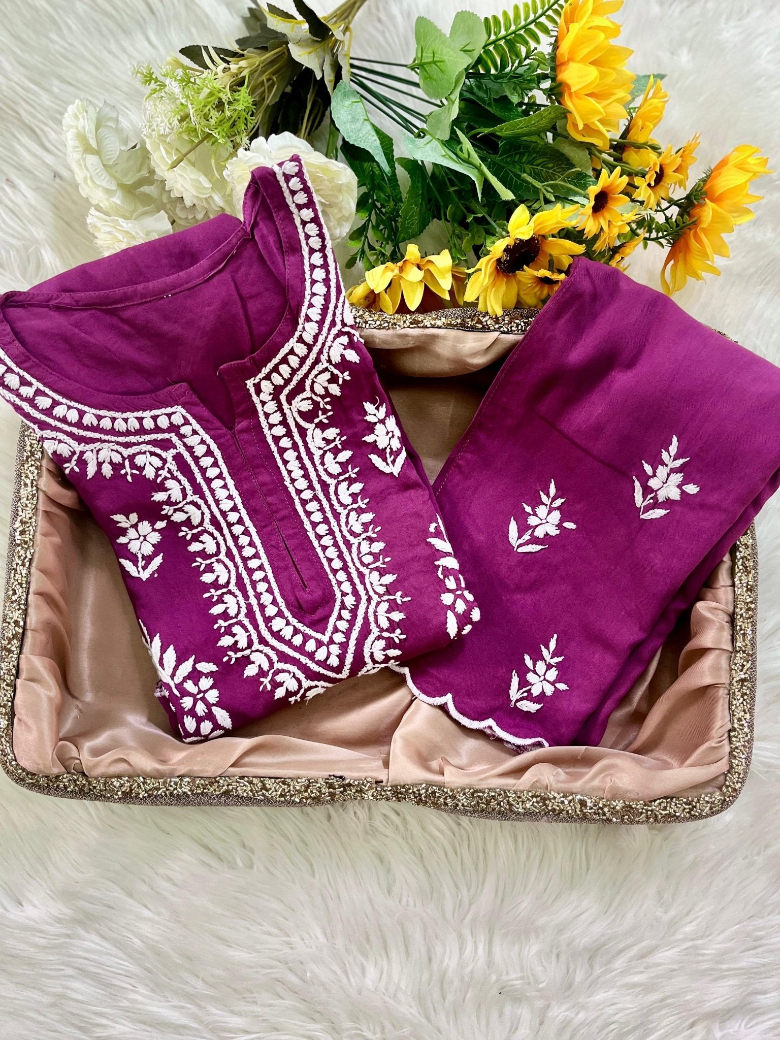 Hayaat Designer Cut Work Set - Chikankari official
