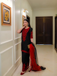 Hayaat Party Wear 3pc Pure Silk Set - Chikankari official
