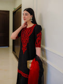 Hayaat Party Wear 3pc Pure Silk Set - Chikankari official