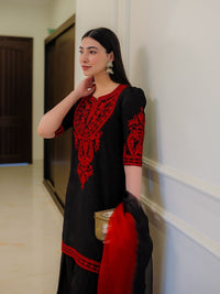 Hayaat Party Wear 3pc Pure Silk Set - Chikankari official