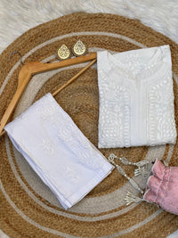 Heavy 3d Muslin butter soft fancy kurta - Chikankari official