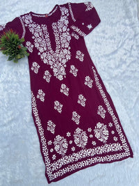 Heavy border Designed Chikankari kurti - Chikankari official