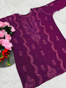 Heavy Chadi Daman Ghasspatti short top - Chikankari official