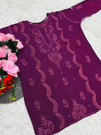 Heavy Chadi Daman Ghasspatti short top - Chikankari official