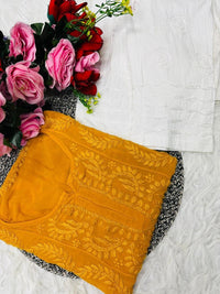 Heavy Chadi Daman Ghasspatti short top - Chikankari official