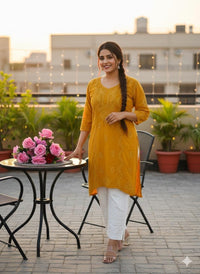 Heavy Chadi Daman Ghasspatti short top - Chikankari official