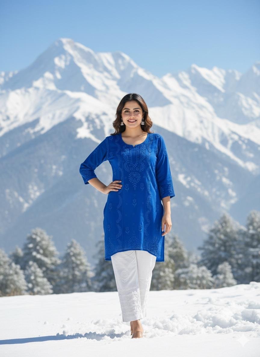 Heavy Chadi Daman Ghasspatti short top - Chikankari official