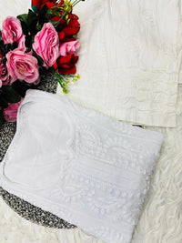 Heavy Chadi Daman Ghasspatti short top - Chikankari official