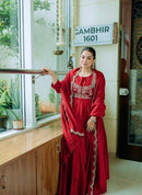 Heavy Chinon Silk Style Gown Set - Chikankari official