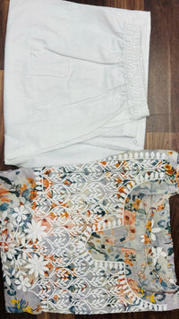 Heavy Cotton With Digital Print Chikankari Embroidery Work Combo - Chikankari official