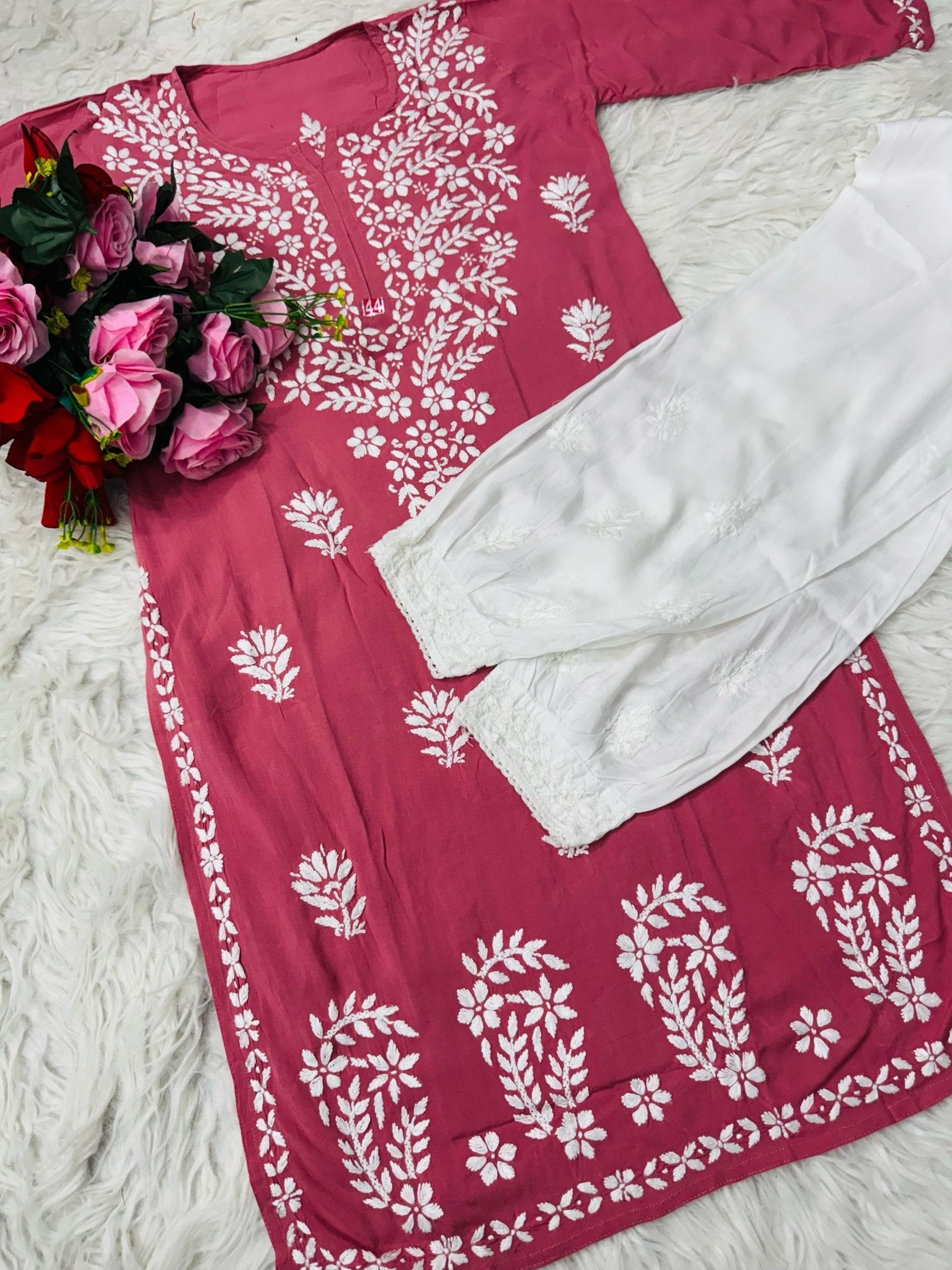Heavy Daman chikankari work Long Kurta - Chikankari official