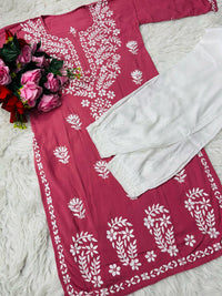 Heavy Daman chikankari work Long Kurta - Chikankari official