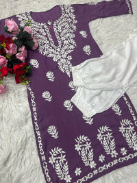 Heavy Daman chikankari work Long Kurta - Chikankari official