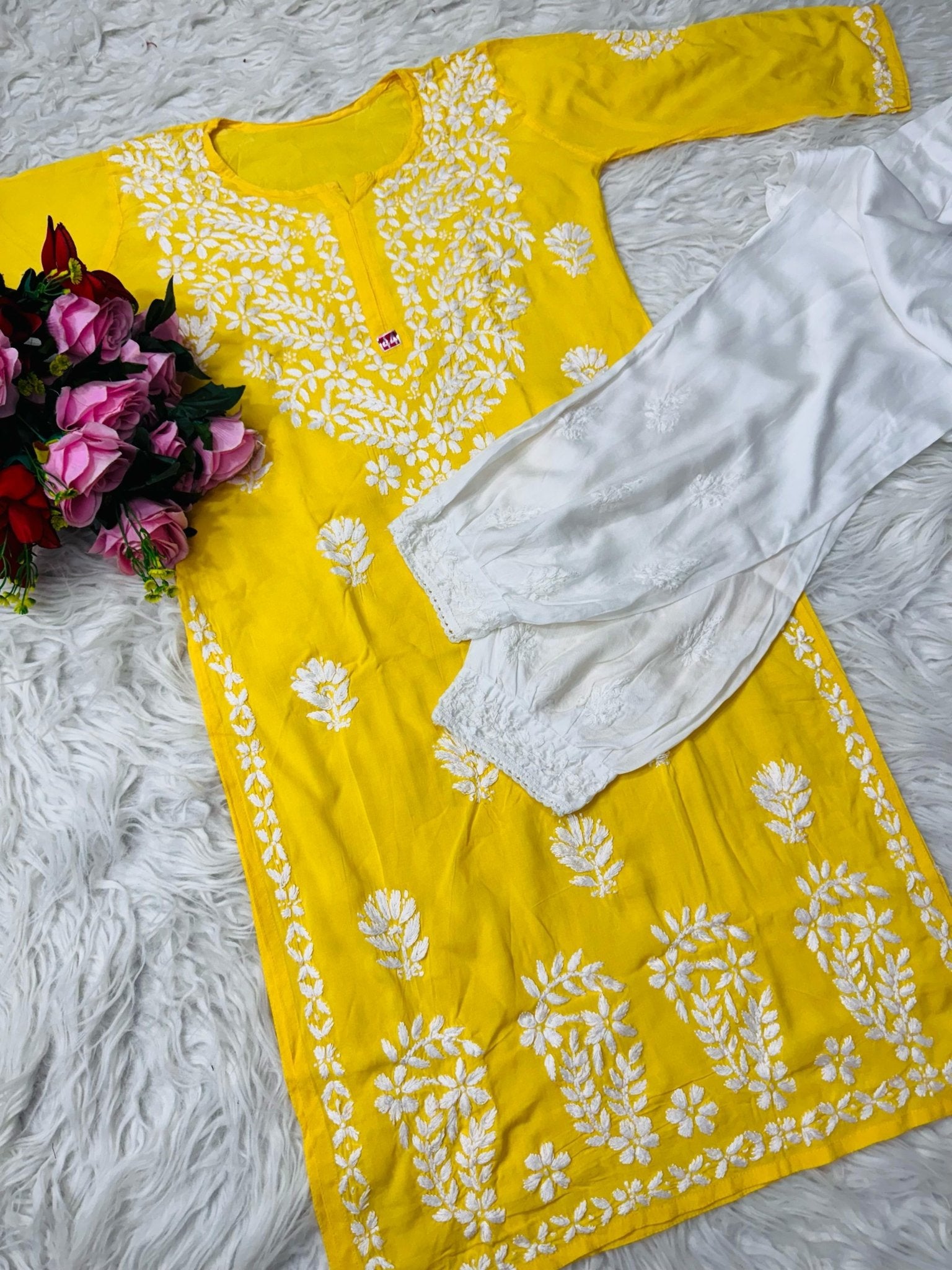 Heavy Daman chikankari work Long Kurta