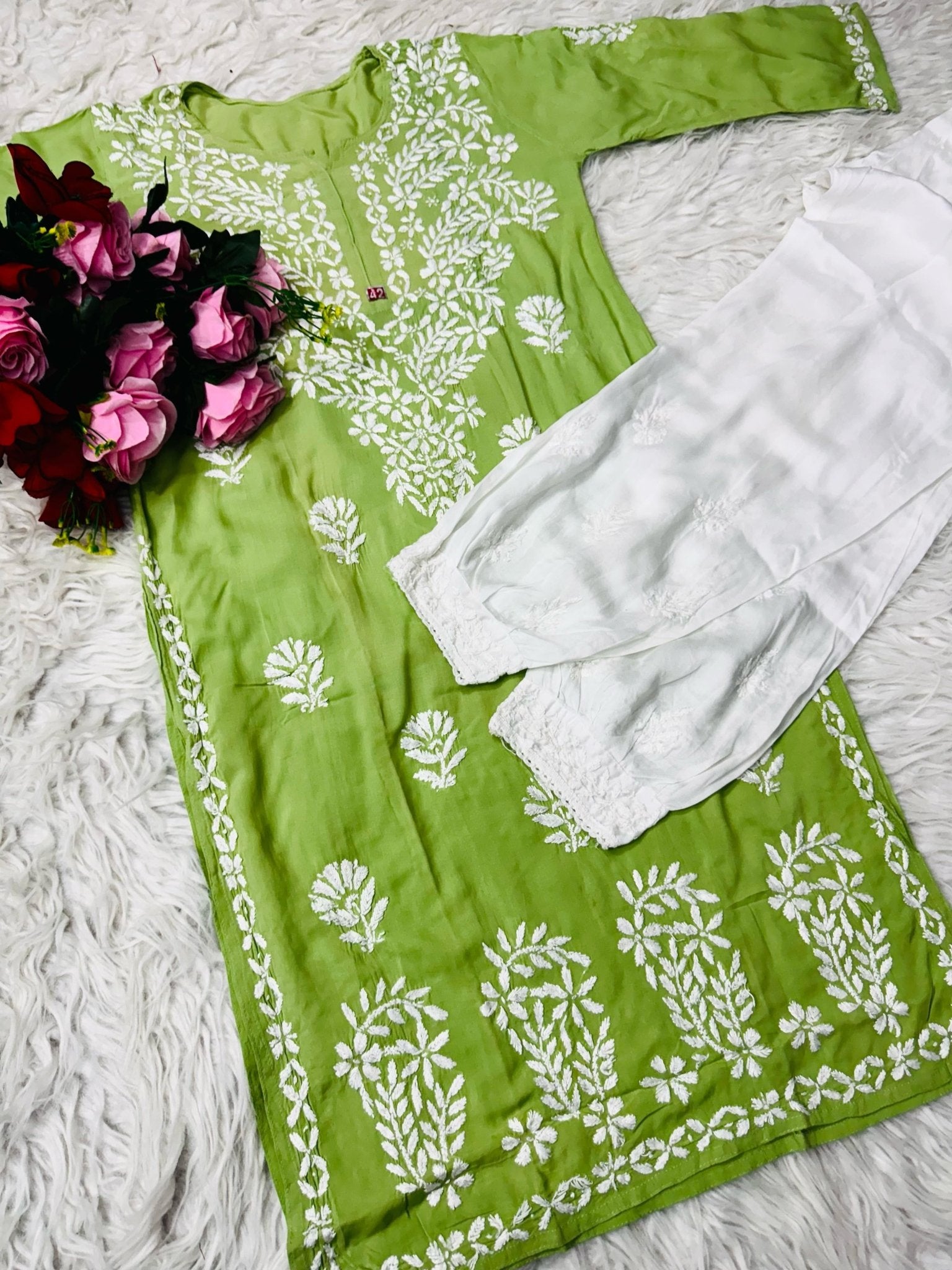 Heavy Daman chikankari work Long Kurta - Chikankari official