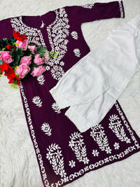 Heavy Daman chikankari work Long Kurta - Chikankari official