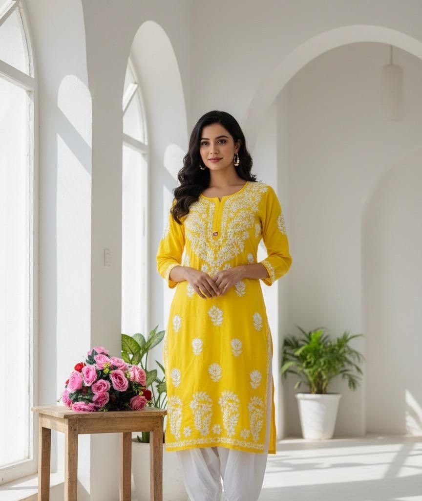 Heavy Daman chikankari work Long Kurta - Chikankari official