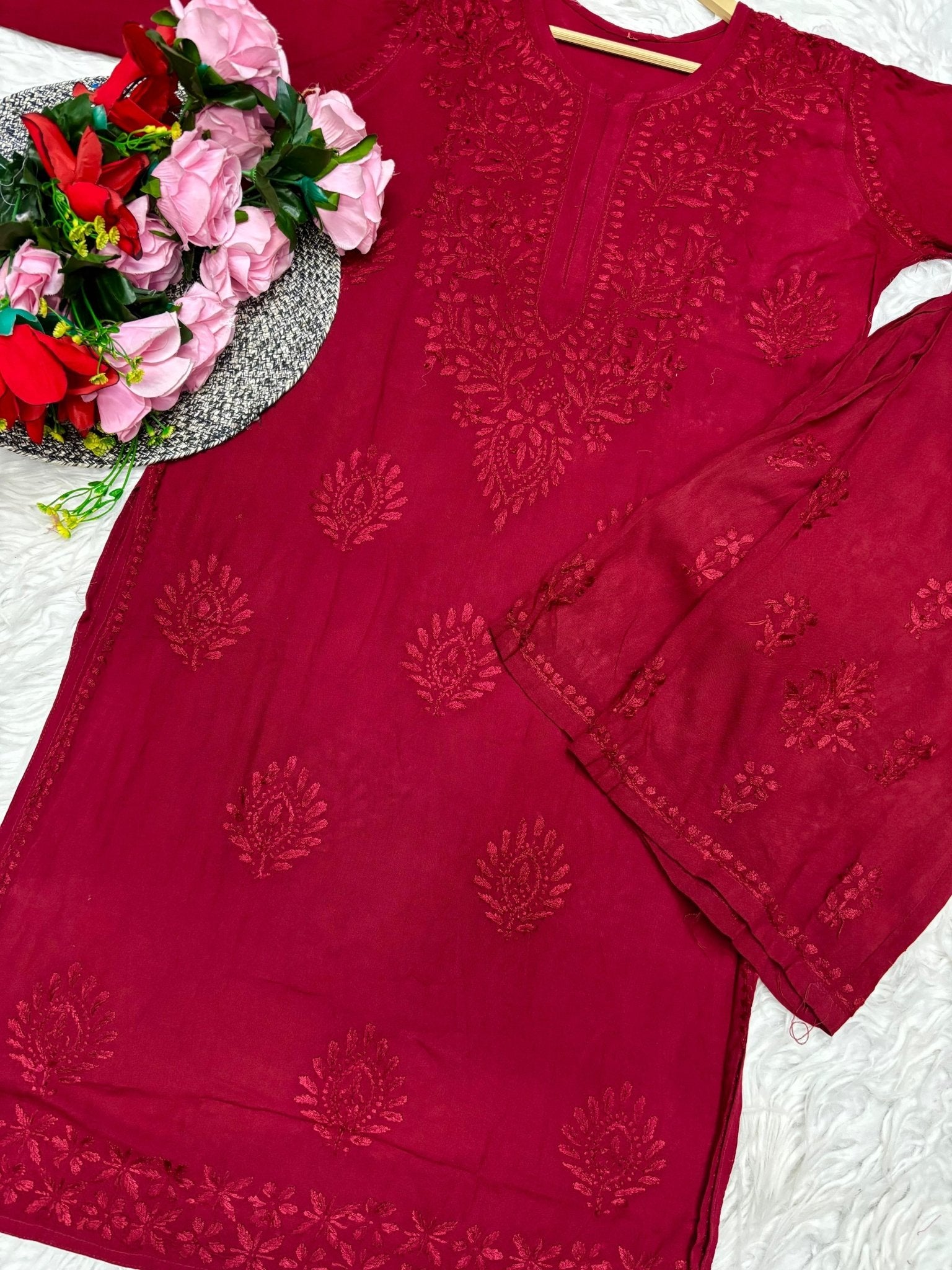Heavy Daman Handwork Co - ord Set - Chikankari official