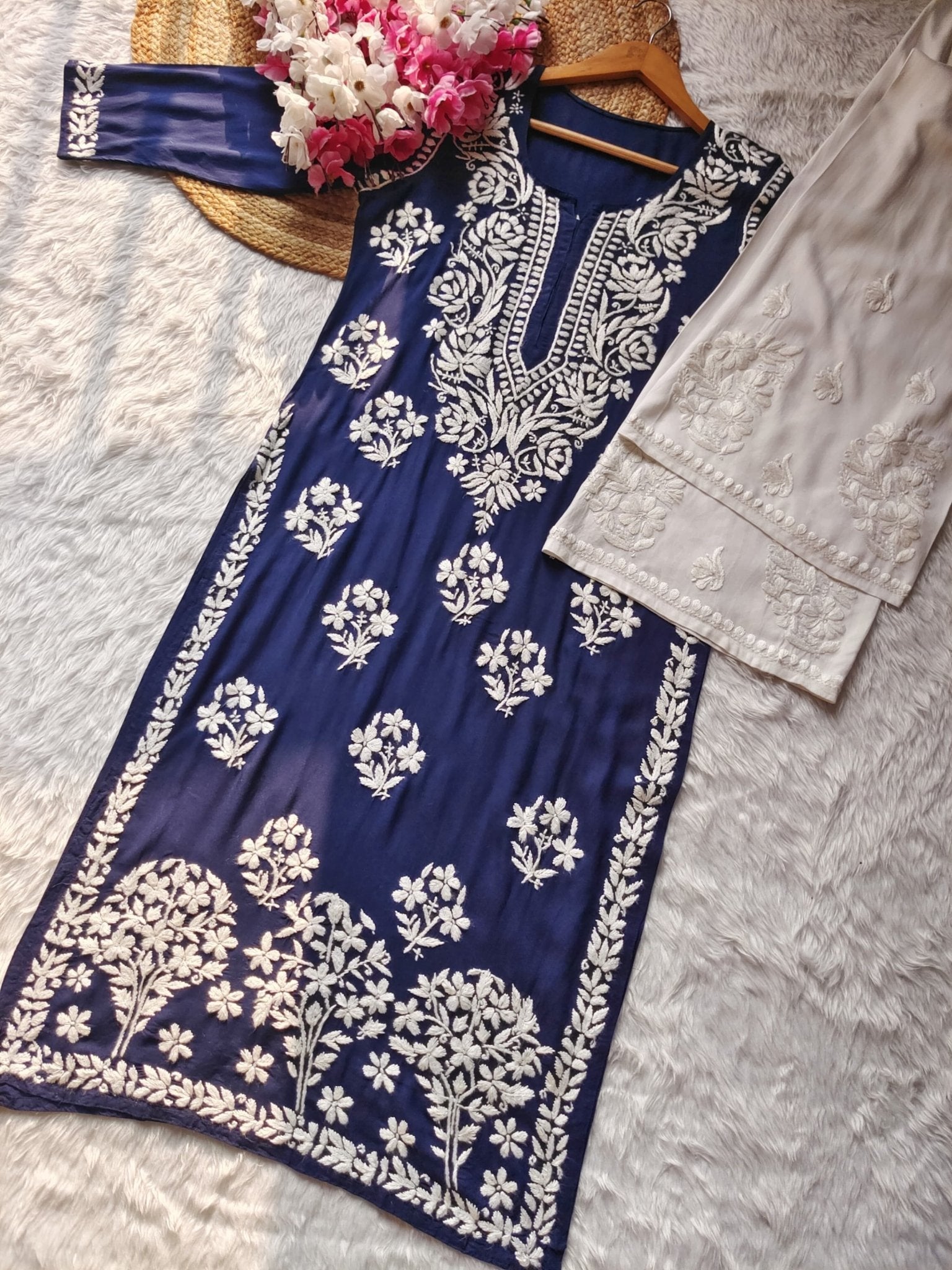 Heavy Daman Modal Cotton kurta - Chikankari official