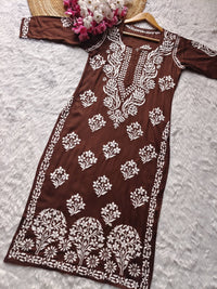 Heavy Daman Modal Cotton kurta - Chikankari official