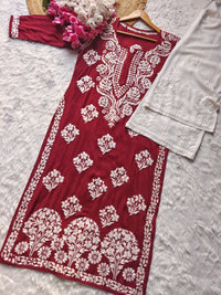 Heavy Daman Modal Cotton kurta - Chikankari official