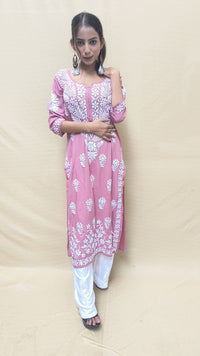 Heavy Daman Modal Cotton Kurti - Chikankari official