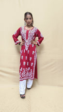Heavy Daman Modal Cotton Kurti - Chikankari official