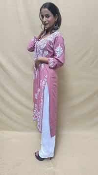 Heavy Daman Modal Cotton Kurti - Chikankari official