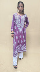Heavy Daman Modal Cotton Kurti - Chikankari official