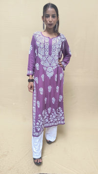 Heavy Daman Modal Cotton Kurti - Chikankari official