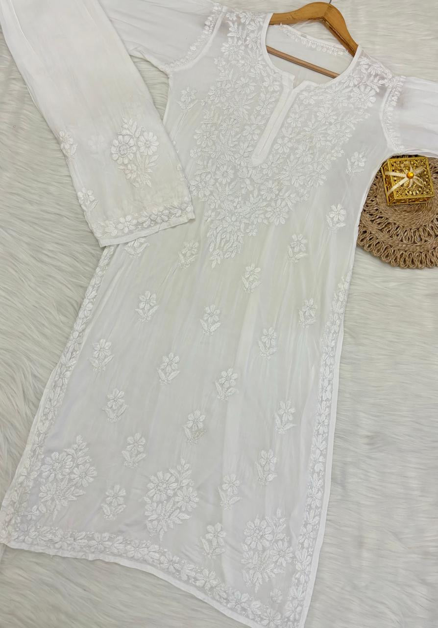 Heavy Daman Originally Handmade Pure Modal 3pc - Chikankari official