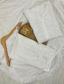 Heavy Daman Originally Handmade Pure Modal 3pc - Chikankari official