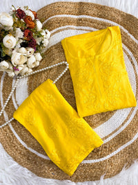Heavy Daman Pastle Soft Rayon embroidered set - Chikankari official