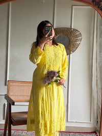 Heavy daman soft modal work kurta with Plazzo - Chikankari official