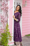 Heavy embroidery 3pc Purple Set - Chikankari official