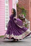 Heavy embroidery 3pc Purple Set - Chikankari official