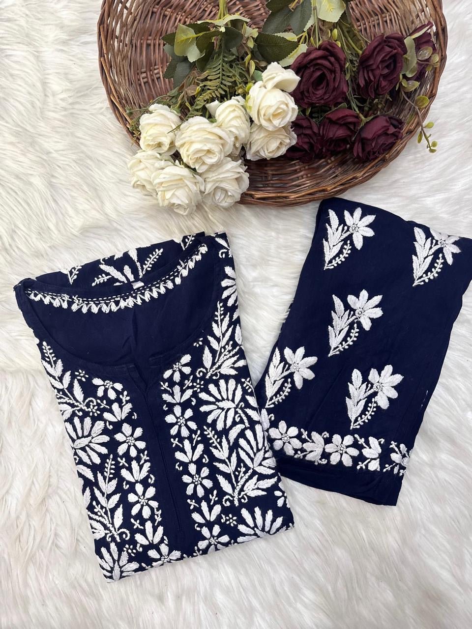 Heavy embroidery Rayon Designer Kurta Set - Chikankari official