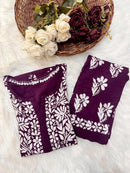Heavy embroidery Rayon Designer Kurta Set - Chikankari official