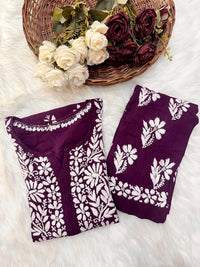 Heavy embroidery Rayon Designer Kurta Set - Chikankari official