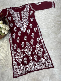 Heavy embroidery Rayon Designer Kurta Set - Chikankari official