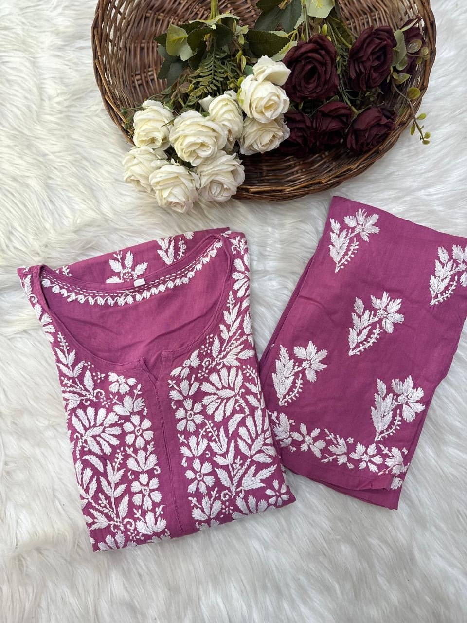 Heavy embroidery Rayon Designer Kurta Set - Chikankari official