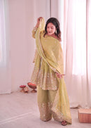 Heavy fancy Silk plazzo Ethnic Festive set - Chikankari official