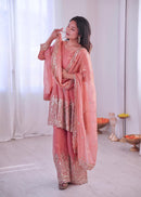 Heavy fancy Silk plazzo Ethnic Festive set - Chikankari official