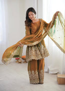 Heavy fancy Silk plazzo Ethnic Festive set - Chikankari official