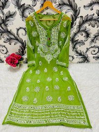 Heavy Gala Daman Mirror Kurta with inner - Chikankari official