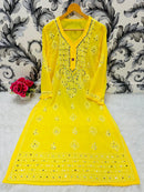 Heavy Gala Daman Mirror Kurta with inner - Chikankari official