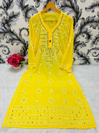 Heavy Gala Daman Mirror Kurta with inner - Chikankari official