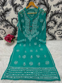Heavy Gala Daman Mirror Kurta with inner - Chikankari official