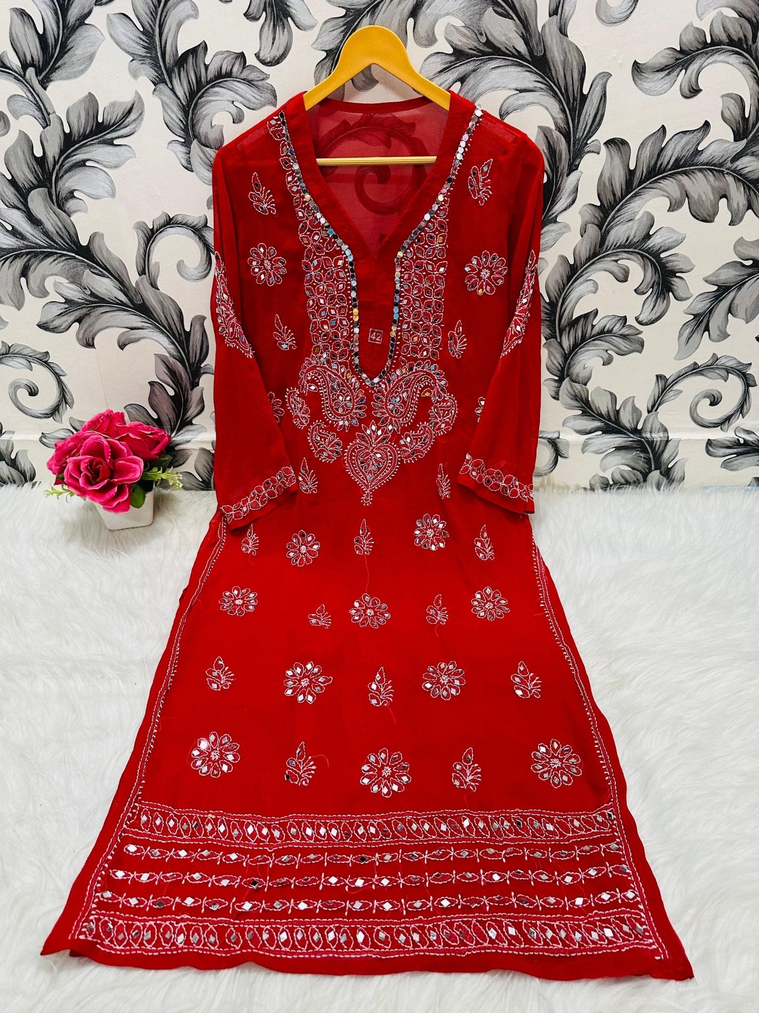 Heavy Gala Daman Mirror Kurta with inner